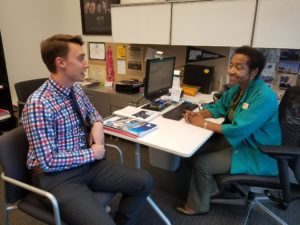 Barbara Young and David Lennox in the John Jay Career Center
Photo: Viviana Villalva 